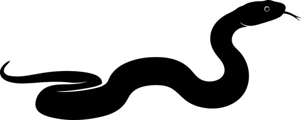 Fototapeta premium Slithering snake silhouette side view reptile with tongue out vector