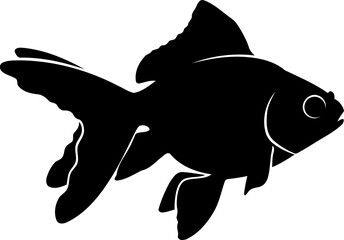 Fototapeta premium Swimming goldfish silhouette side view aquatic pet vector illustration