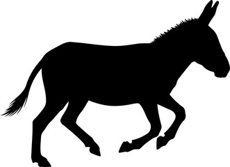 Obraz premium Walking donkey silhouette side view farm animal vector illustration
