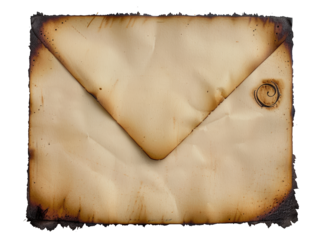 Vintage Burnt Envelope with Wax Seal 