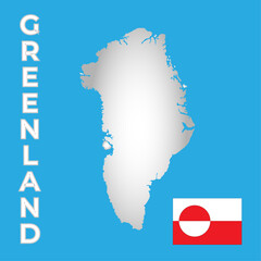 Fototapeta premium Greenland map silhouette with national flag design isolated on blue background. Vector illustration of Arctic territory geography and patriotism.