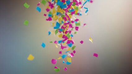 Obraz premium Vibrant Confetti Shower Creates a Festive Atmosphere with a Soft Bokeh Background