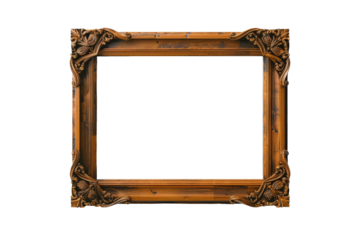 Vintage Ornate Wooden Picture Frame Isolated on White Background 