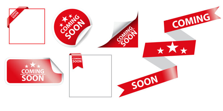 Coming soon stiker label vector design. Coming soon badge icon element