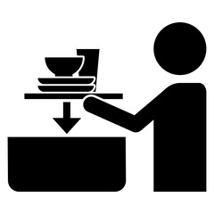 "Return your tray, please" icon for cafeteria / food court