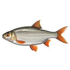 Illustration of a single carp fish isolated on transparent background