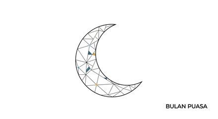 Crescent Moon with Stars Geometric Pattern. © Avra