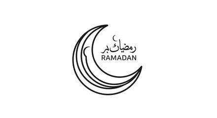 Crescent Moon with Ramadan Greeting Text. © Avra