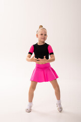 Portrait of child with cochlear implant during dance practice in studio. Hearing loss treatment, auditory rehabilitation, assistive medical device, emotional adaptation, and inclusive healthcare