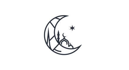 Simple Black and White Crescent Moon Illustration. © Avra