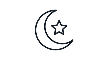 Crescent Moon with Star Icon. © Avra