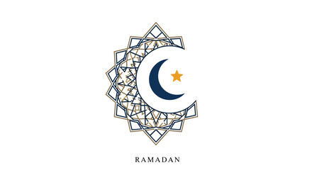 Ramadan crescent moon and star symbol. © Avra