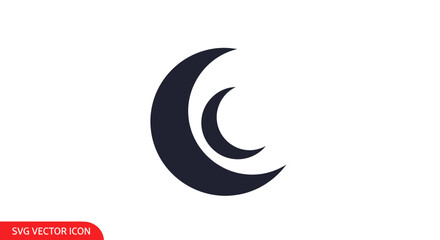 Black crescent moon symbol icon. © Avra