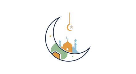 Crescent Moon Islamic Ornament Design.