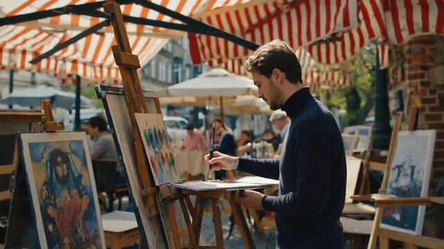 French painter in the Montmartre district, Paris.