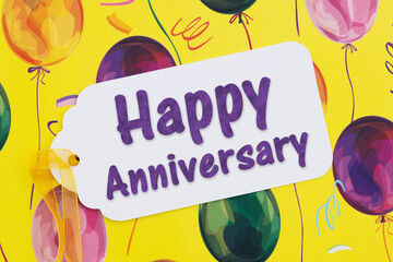Obraz premium Happy Anniversary card with festive balloons
