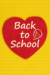 Back to School education concept with heart and lined paper