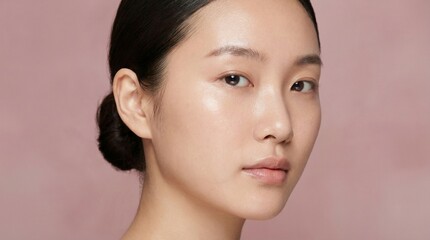 Young Asian Woman with Radiant Glass Skin Beauty Portrait