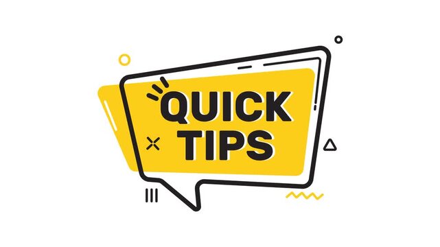 Quick Tips Badge. Quick Tips Animated Icon on White Background. 4k videos