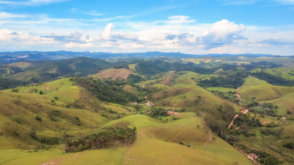 Arial view of Santa Branca,  Countryside and farmland in the state of Sao Paulo, Brazil.