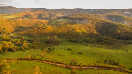 Arial view of Santa Branca,  Countryside and farmland in the state of Sao Paulo, Brazil.