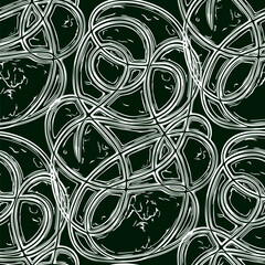Monochrome seamless pattern with intertwined lines. Vector illustration.