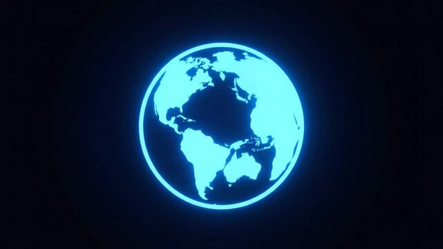 Glowing Earth Globe Rotating in Darkness.