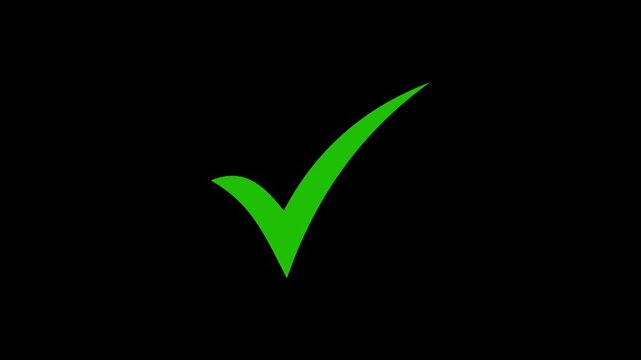 green tick icon overlay, check mark animation, 4k loopable. simple green check mark motion graphic.