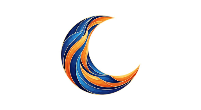 Abstract colorful crescent shape design element.