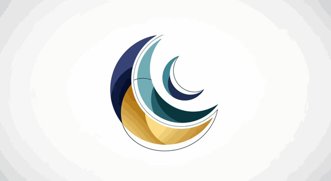 Multicolored crescent shape logo symbol.