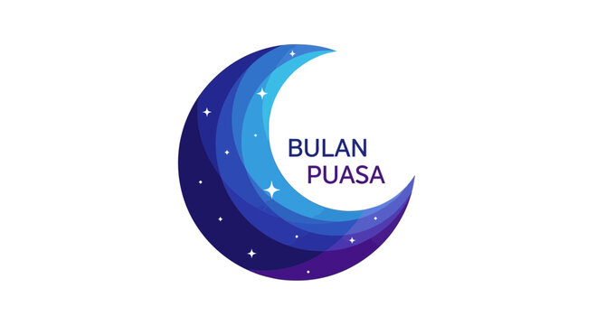 Crescent moon with Bulan Puasa text.