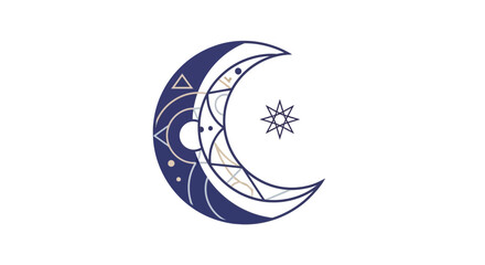 Obraz premium Crescent Moon with Stars and Snowflake.