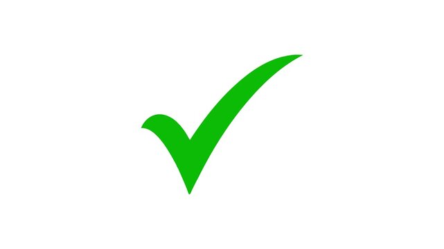 Animated checkmark for success and approval, 4k alpha channel. tick icon overlay, green tick mark animation.