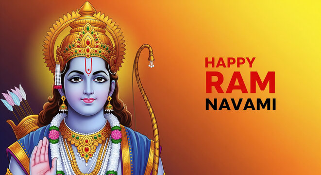 Ram Navami Template Background for Social Media, Space Text
