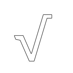 A large black outline square root symbol on the center. Illustration on transparent background
