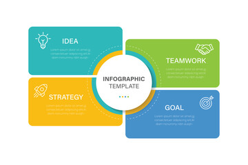 Modern Infographic Vector Template. 4 Step timeline journey. Process diagram, Infographic elements vector illustration.  