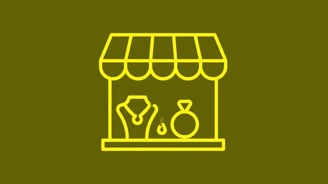 Minimalist E-commerce Boutique Icon with Necklace and Ring Display Flat 2D vector outline animation illustration 