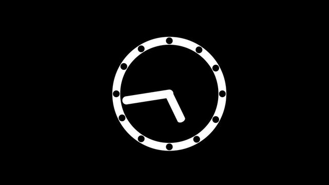 Rotating Clock Hands Animation black background.4k video