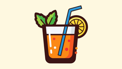 Refreshing beverage illustration featuring citrus fruit and mint leaves © Deb