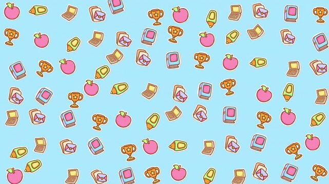 Blue background with school supplies repeating pattern. Perfect for educational presentations, stationery designs, backtoschool campaigns, and classroom decor.