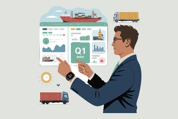 Professional flat illustration of a group of colleagues working together on a project. Ideal for teamwork, collaboration, startup culture, and corporate visuals.
