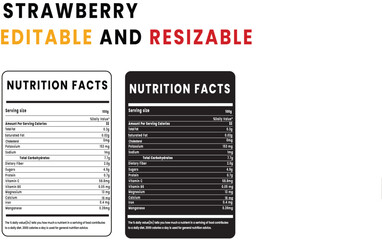 Strawberry Nutrition Facts Editable & Resizable Label Design
