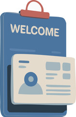 Professional flat vector illustration of a modern welcome screen interface displayed on digital devices. Suitable for onboarding, website landing pages, UI design, and digital product presentations.
