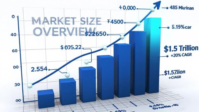 Clean market size concept with minimalist data motion