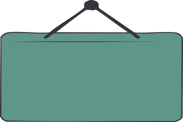 Minimal professional vector illustration of a blank hanging banner on a clothes hanger. Clean flat design with empty copy space for advertising, branding, promotion, presentation, and marketing purpos