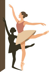 Ballerina Performing a Pose Next to a Barre and Shadow © Nargis