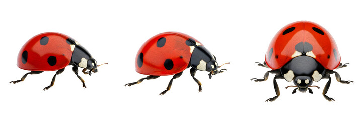 isolated set collection Coccinellidae on white background high quality stock image ./PNG]