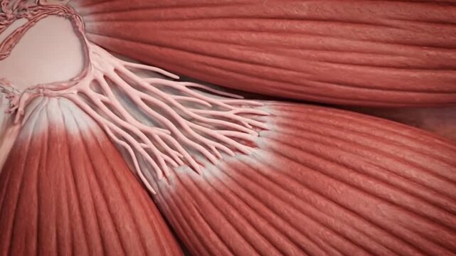 Muscle fibers and tissue close-up