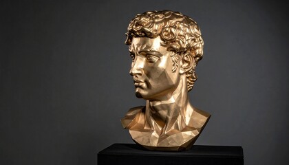 Golden Geometric Bust Sculpture &ndash; Art Visual for Editorial, Design, or Contemporary Branding Themes