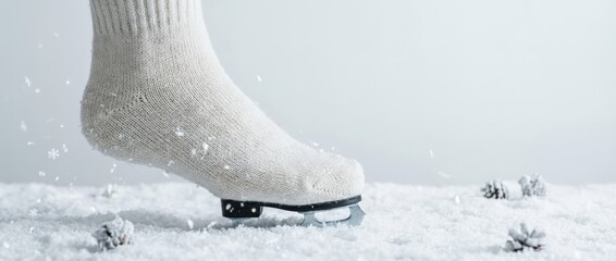 Skating action on snowy ice rink frosty environment winter sports photography dynamic viewpoint capturing movement and graceful performance
